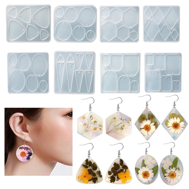 

Earring Pendant Epoxy Silicone Mold Geometry Rhombus Triangle Necklace Key Chain Pendant Resin Mold Jewelry Making Accessories