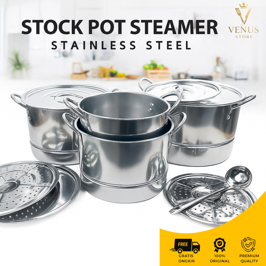 Panci Steamer Stock Pot / Panci Kukus 4set / Panci Dandang Set
