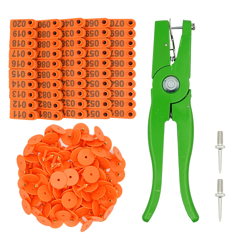 

Livestock Sheep Marker Applicator 001-100 Ear Tags for Goat Animals Identification Kit Ear Tagger with 2Pcs Pins Ear Tag Pliers