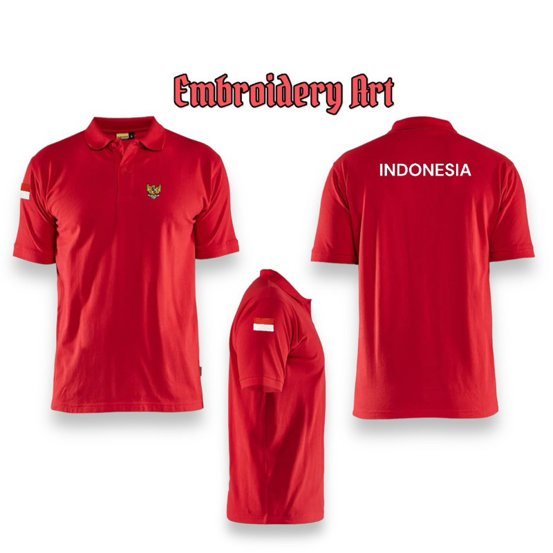 Polo Shirt • Kaos polo •Indonesia Garuda • Bordir 100% Cotton BESTSELLER