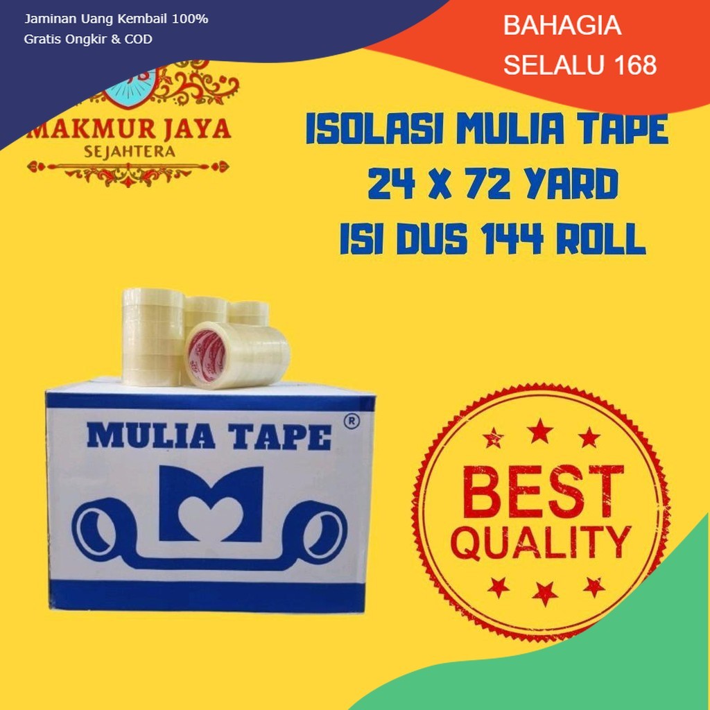 

Isolasi Mulia Tape 24 x 72 Yard (isi 144 Roll)