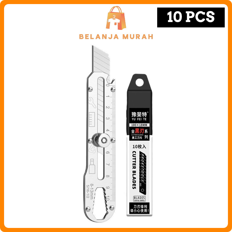 

BEM - ISI 10 PCS Cutter Stainless 9 in 1 Serbaguna | Kater Baja Anti Karat Super Tajam