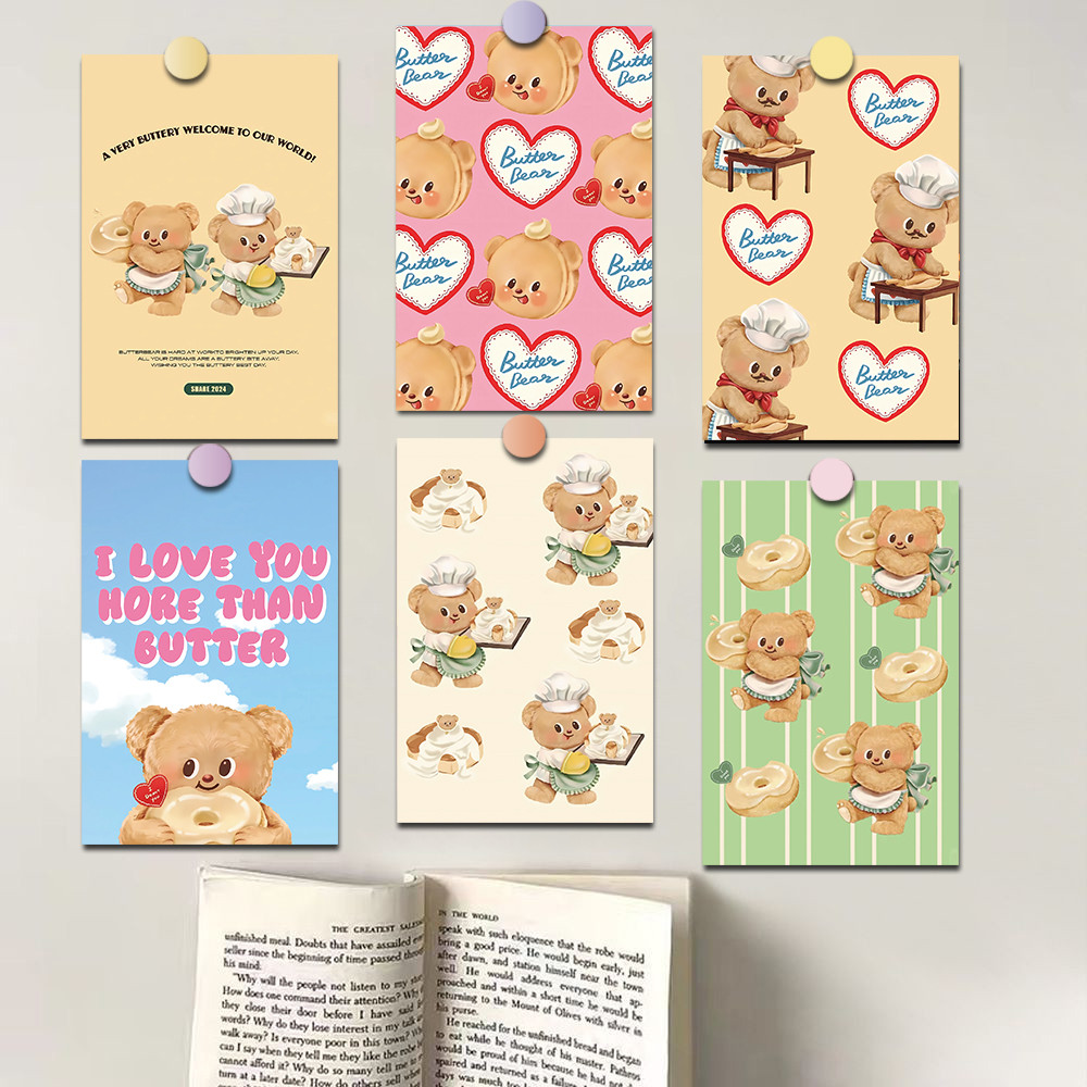 

10PCS Butter Bear Card Postcard Sticker Harajuku Scrapbooking Stickers Retro Stickers Y2k Fashion DIY Streetwear Dot Stickers