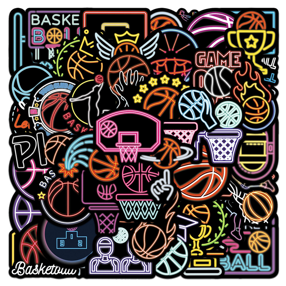 

10/30/50pcs Cool Neon Basketball Waterproof Stickers DIY Laptop Phone Fridge Skateboard Decoration Graffiti Sticker Decals Toys