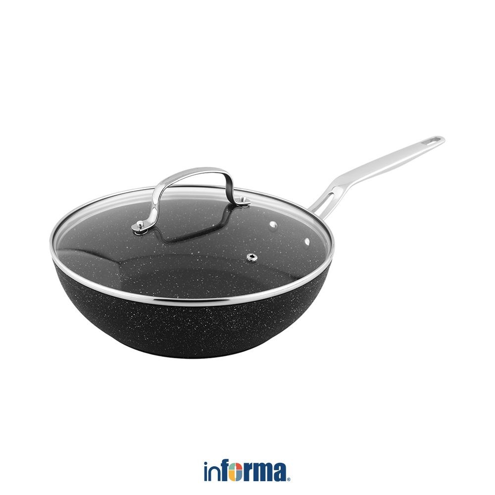 Informa Cooking Color 26 cm Logan Wajan Penggorengan Wok - Hitam Frypan Pan Masak Teflon Penggoreng 