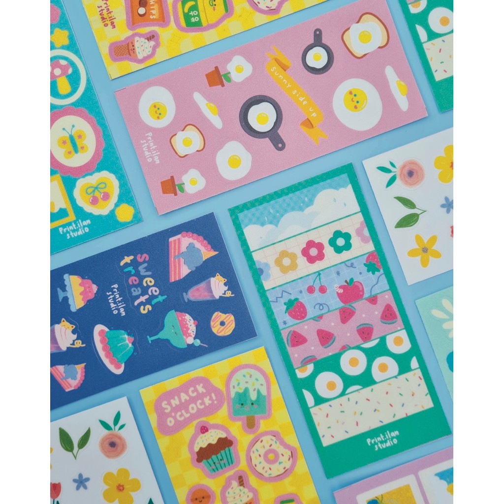 

Waterproof glittery sticker sheet / stiker glitter by Printilan Studio