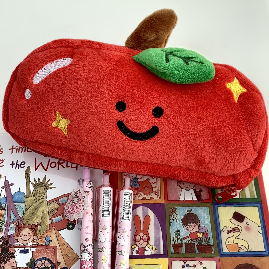

Red Apple Pencil Case/Makeup Bag/Portable Bag, Large Capacity Pen Case, Mark Pen Storage Bag, Perfect Back to School Gift