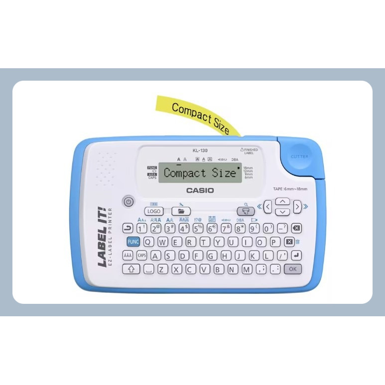 

Casio KL-130 Label Printer QWERTY Kompak Cetak 3 Baris, 8 Font, 60 Logo, Label Printer Multibahasa