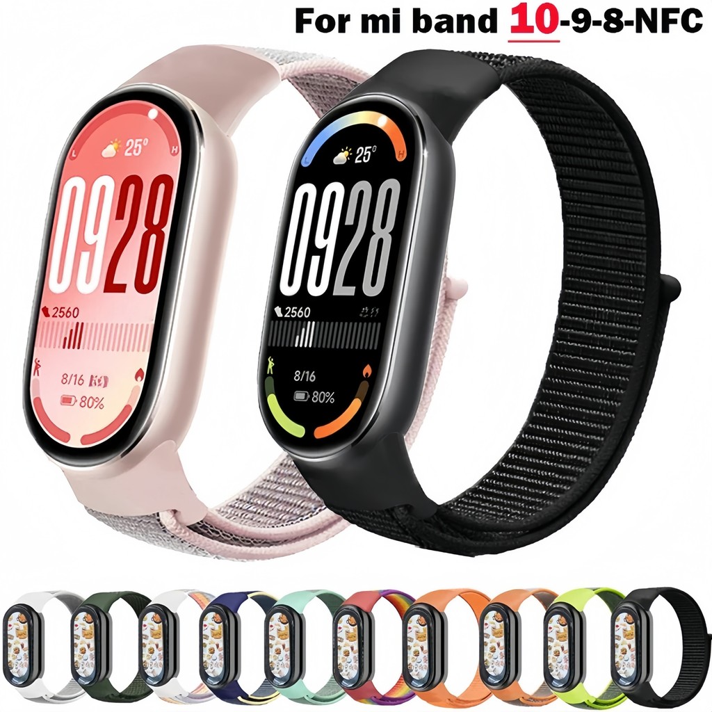 Watch Strap For Mi Band 10 9 8 Adjustable Nylon Silicone Strap Bracelet For MiBand 5 6 7 Elastic