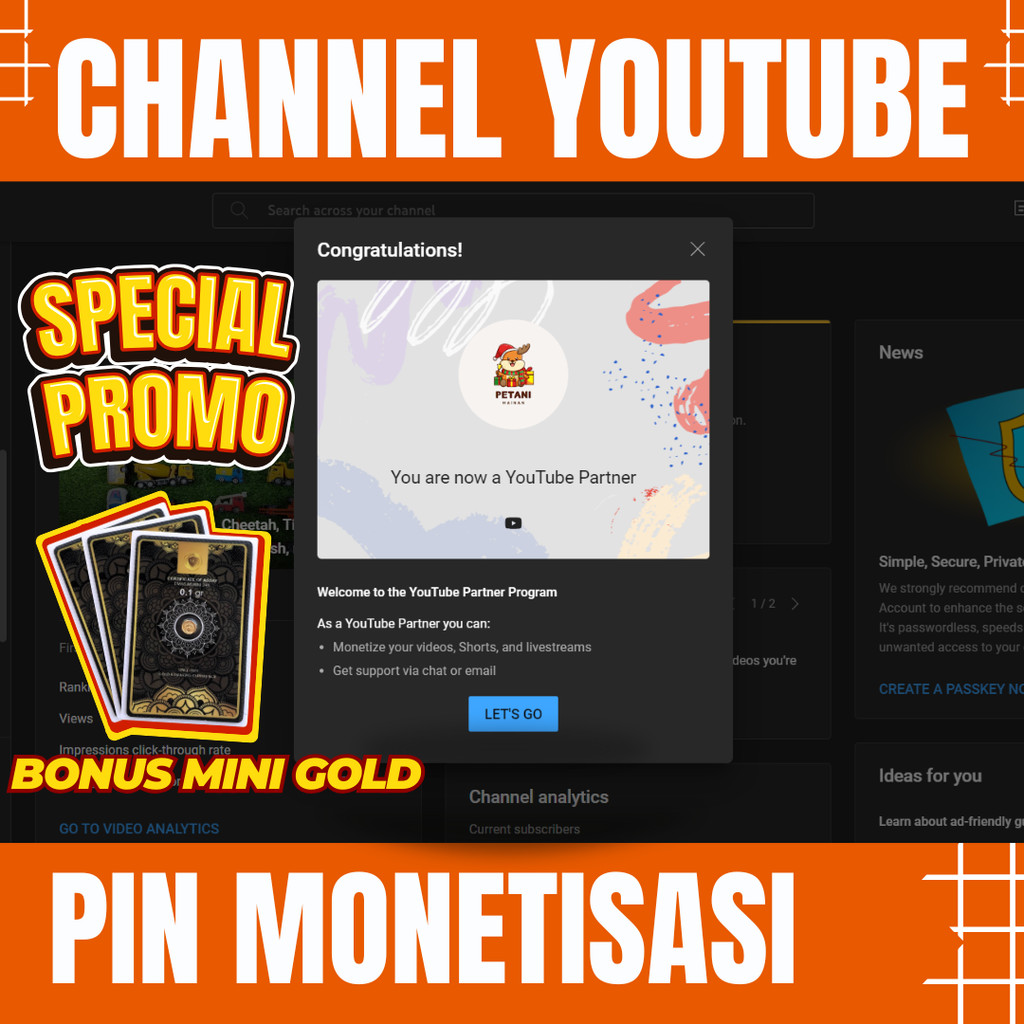 CHANNEL YOUTUBE MONETIASI SUDAH PIN