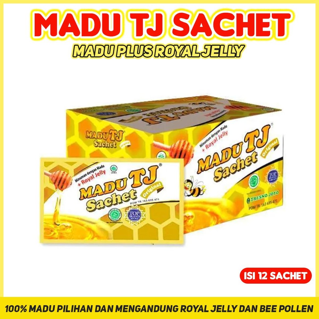 

ANP88 Madu TJ Sachet Plus Royal Jelly Tresno Joyo Per Box 12 Sachet