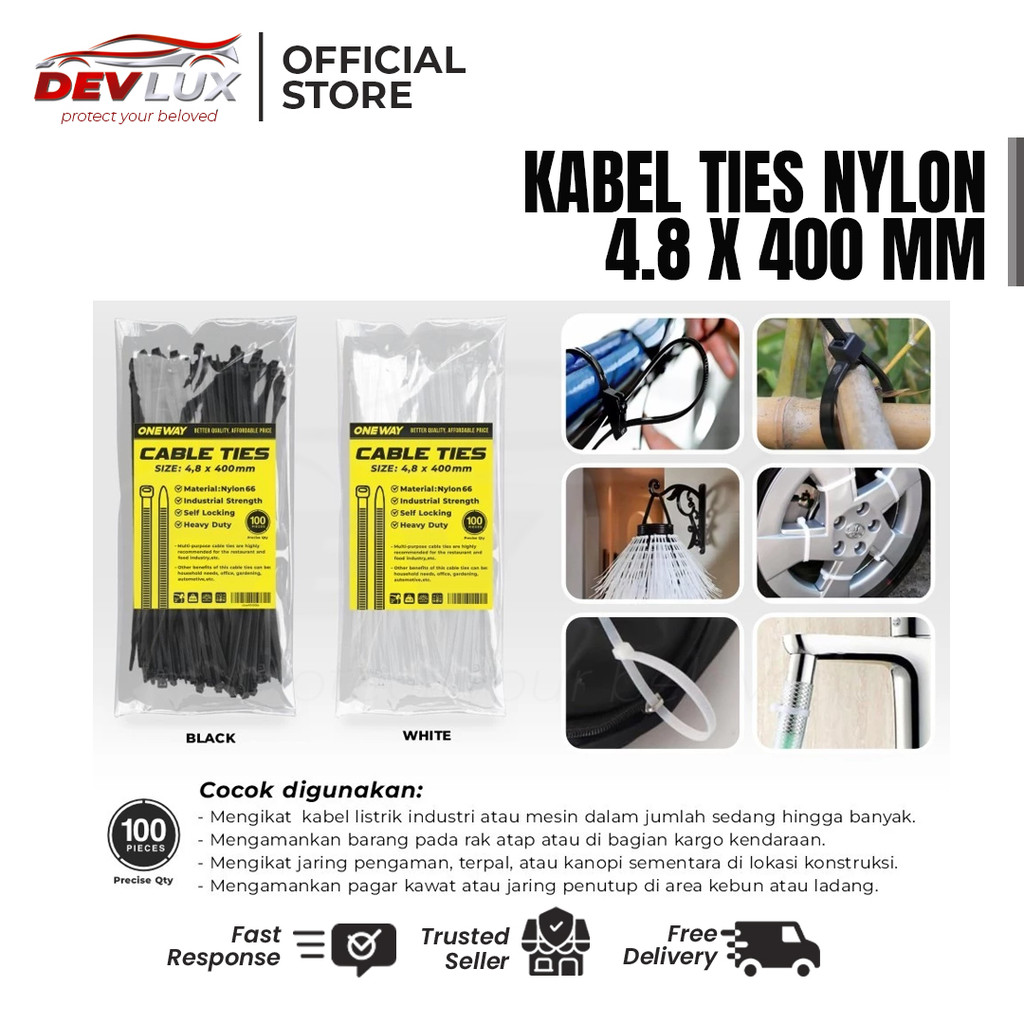 

Kabel Ties Nylon 4,8 x 400 mm Hitam/Putih – Pengikat Kabel Listrik & Barang Serbaguna Kuat Tahan Panas