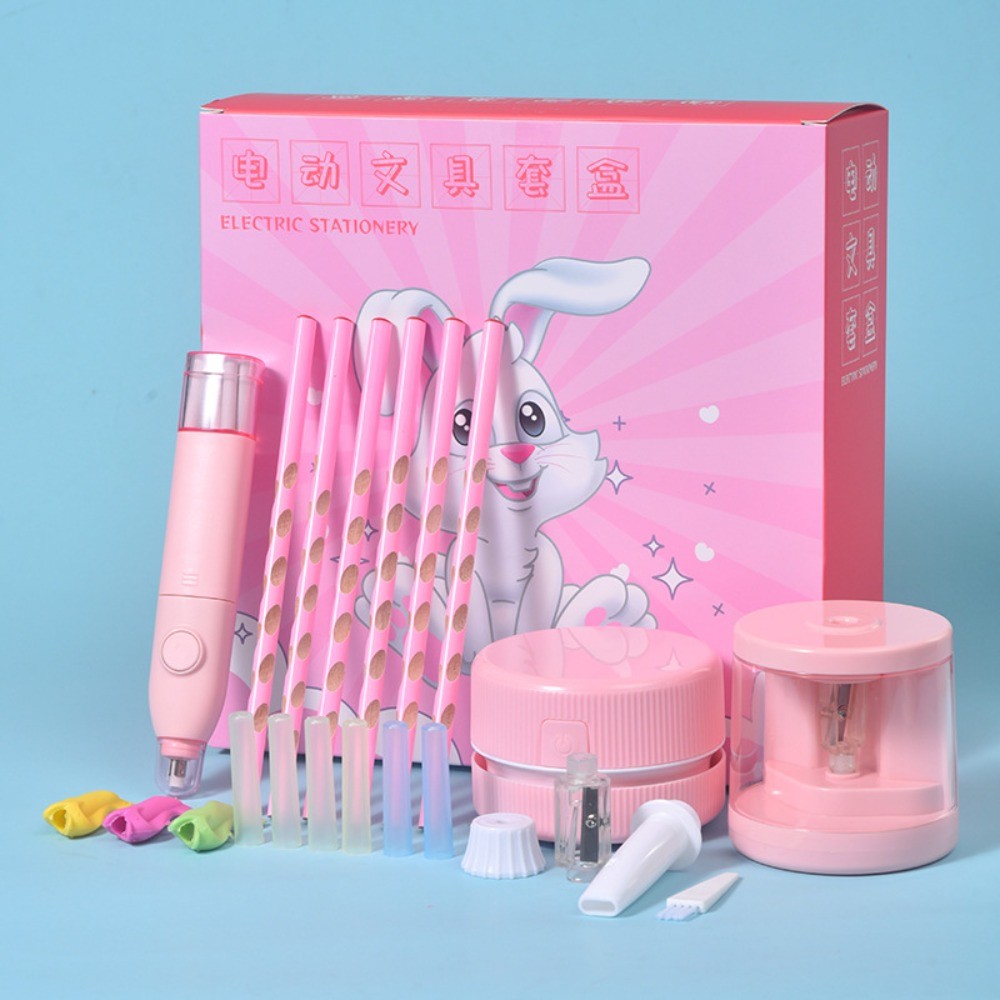 

Pen Electric Stationery Set Pencil Sharpener Large Capacity Back-to-school Gift Kit Abundant Cute School Supplies for Students