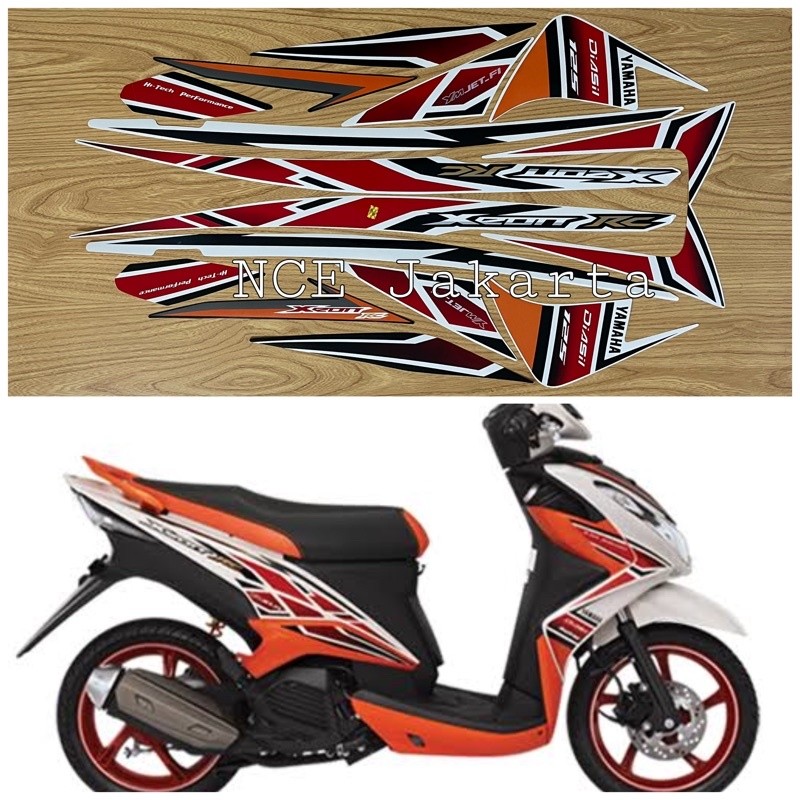 STIKER STIKER STRIPING MOTOR XEON RC 2013 PUTIH ORANGE