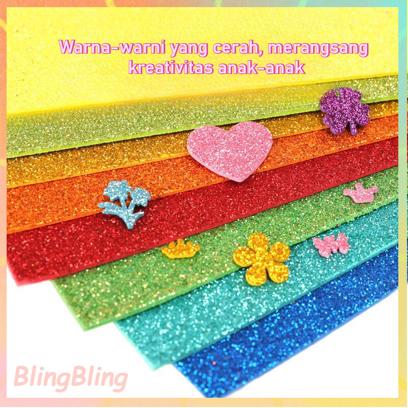 

【10 Lembar】20x30cm Menebal Eva Di Foam Art Glitter Sticker Papel Goma Glitter Sticker A4 Eva Foam Art Sticker Glitter
