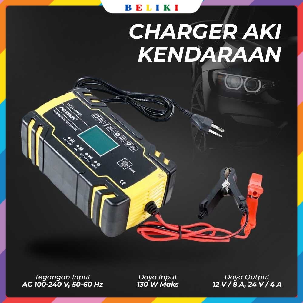 FOXSUR Charger Aki Mobil Motor Battery Charger 12/24V 8A - FBC122408D