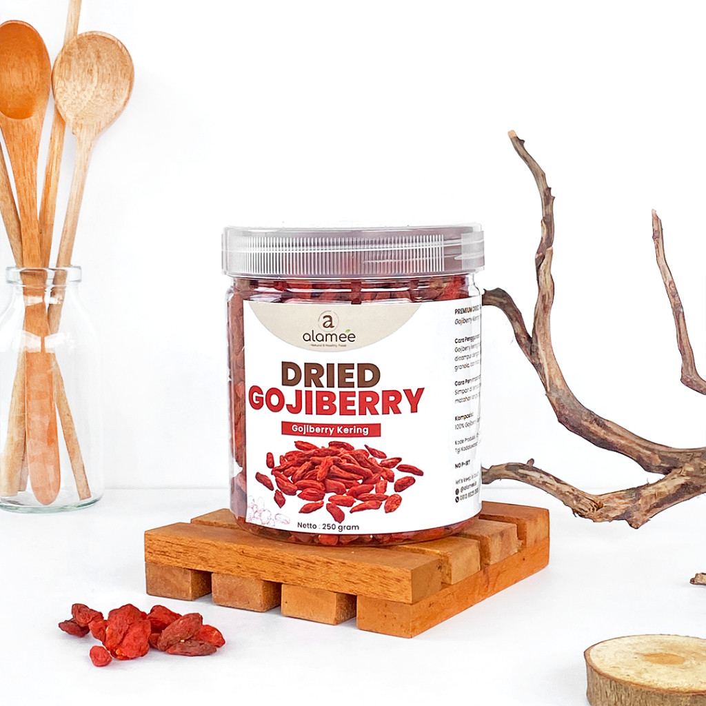 

New ALAMEE Goji Berry Kering Premium Dried Fruit Red Gojiberry Cemilan Buah Kici 250grPremium