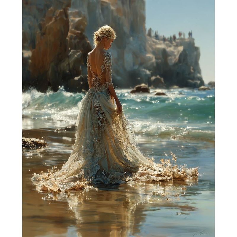 

PhotoCustom Painting By Numbers For Adults Seaside Woman Paint By Number Modern Home Decoration Art Craft