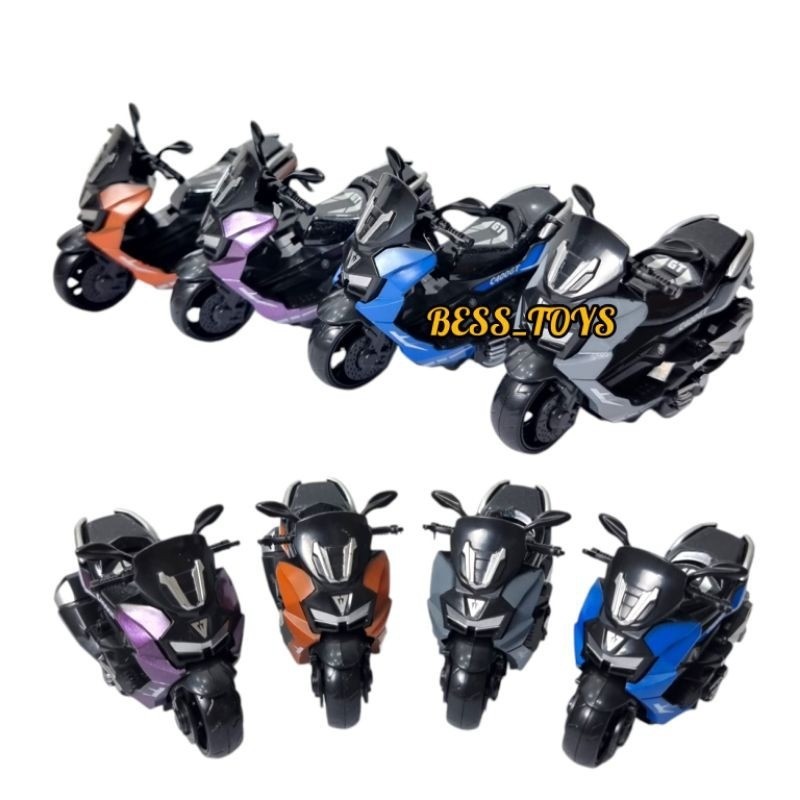 Diecast Motor Nmax Alloy Motorcycle Klasik Jadul Unik Motor Mainan Anak Kiss Angle