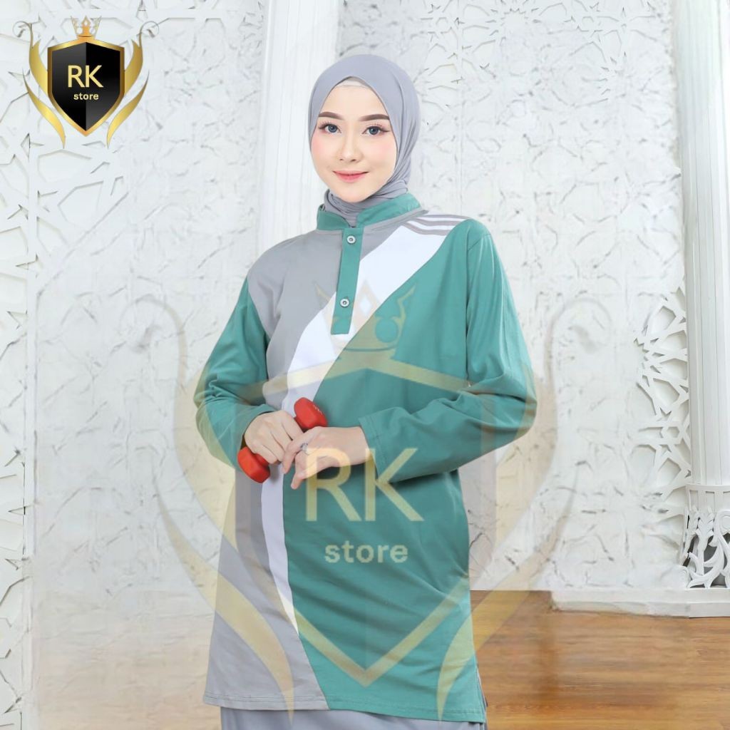 RUBANGRAU   atasan olahraga muslimah tunik wanita/atasan senam tunik sport/kaos olahraga tunik outdo