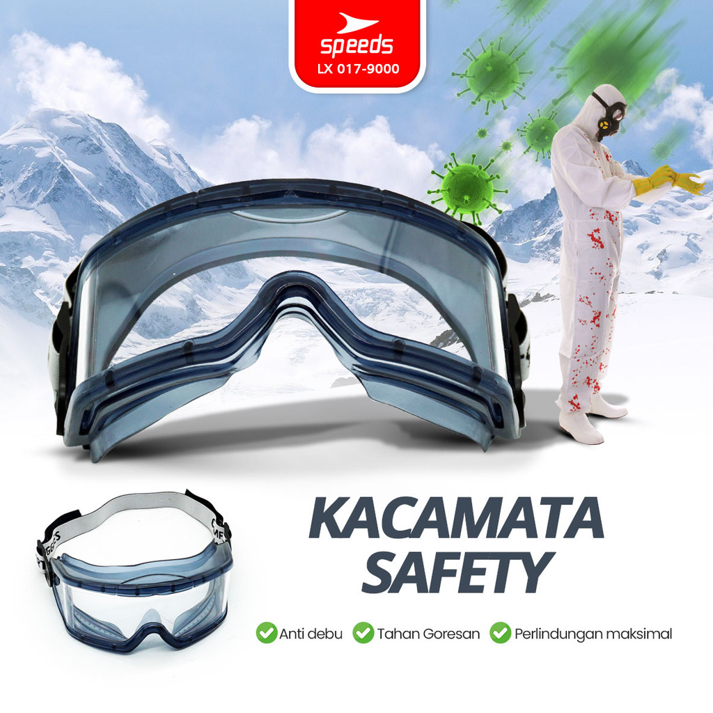 SPEEDS Kacamata APD Kacamata Anti Virus Kacamata Safety Glass  LX 017-9000