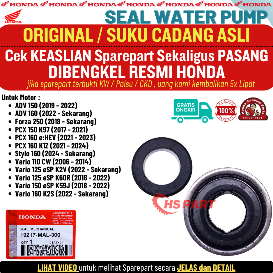 Seal Mal Mechanical Water Pump Vario 110 Karbu Vario 125 150 Lama Old Led New Original Honda 100%