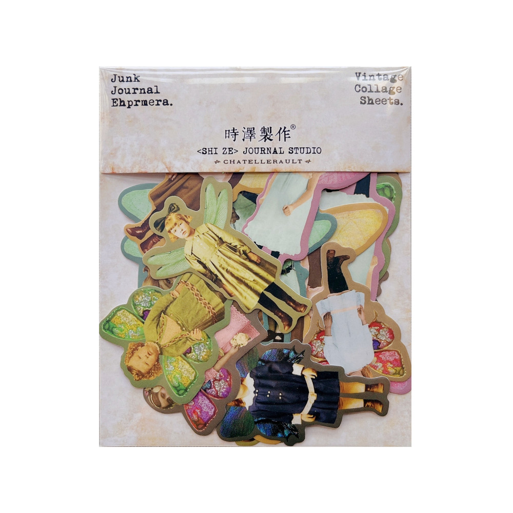 

Retro Colour Dolls Stone Carving Material Stickers Decorative DIY Craft Photo Albums Junk Journal Steam Wave Sticker