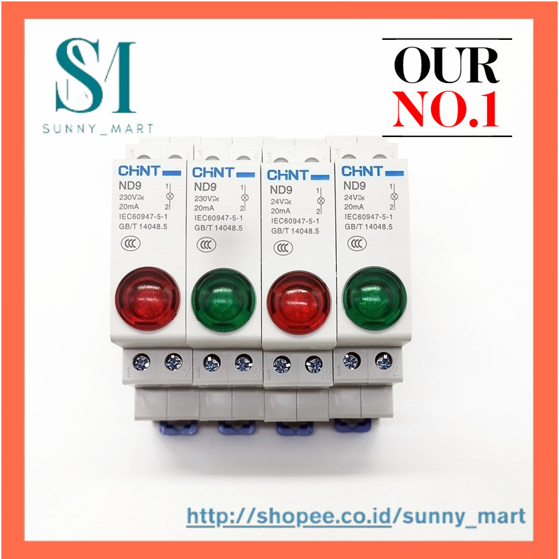 CHINTCHINT DIN Rail Mount Indicator Light ND9 Series LED Lamp AC DC230V 24V
