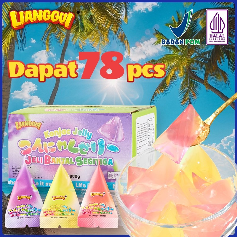 

Emama.store 78pcs Jelly Segitiga 3 Rasa Buah Segar Cemilan Viral Segar Snack Musim Panas Lianggui