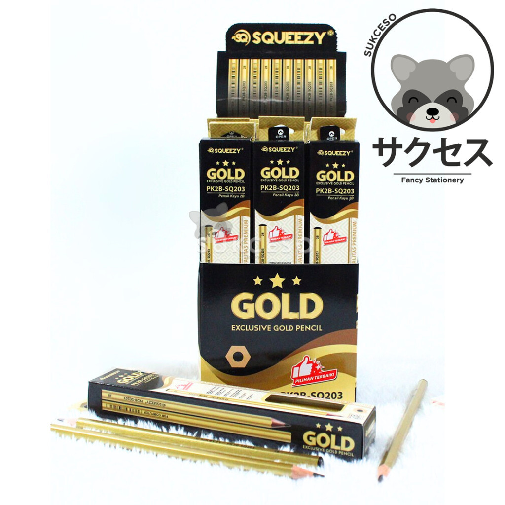 

DIJUAL LUSINAN Squeezy Pensil Kayu 2B Exclusive Gold – PK2B-SQ203