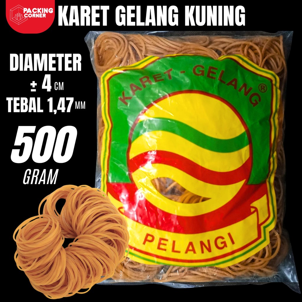 

Karet Gelang Kuning 16mm 500GR | Karet Ikat Pelangi 500 GRAM