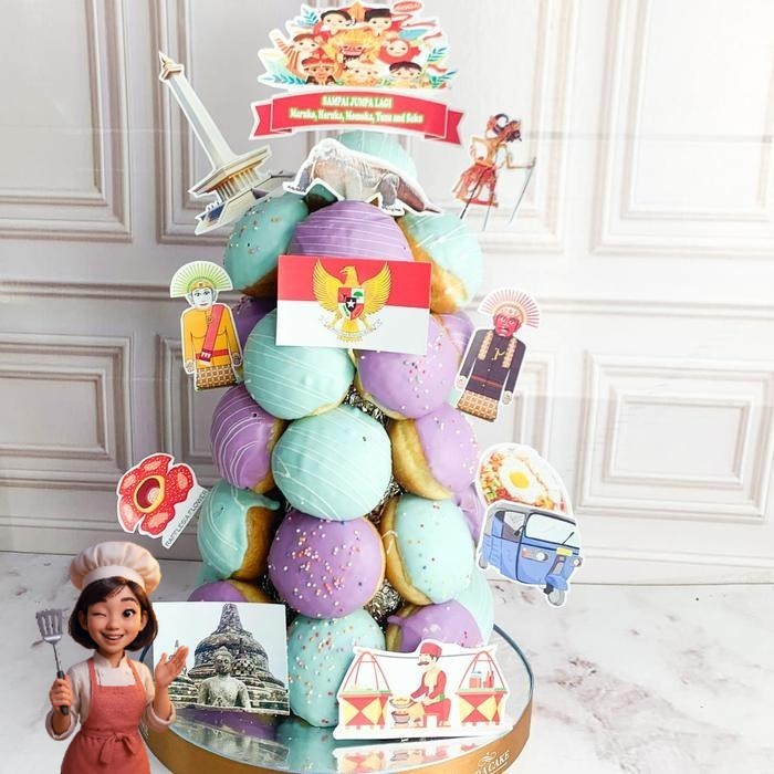 

Donat/Donat Ulang Tahun/Donat Tower Tema Indonesia/Donat Birthday Catering Malang DMT