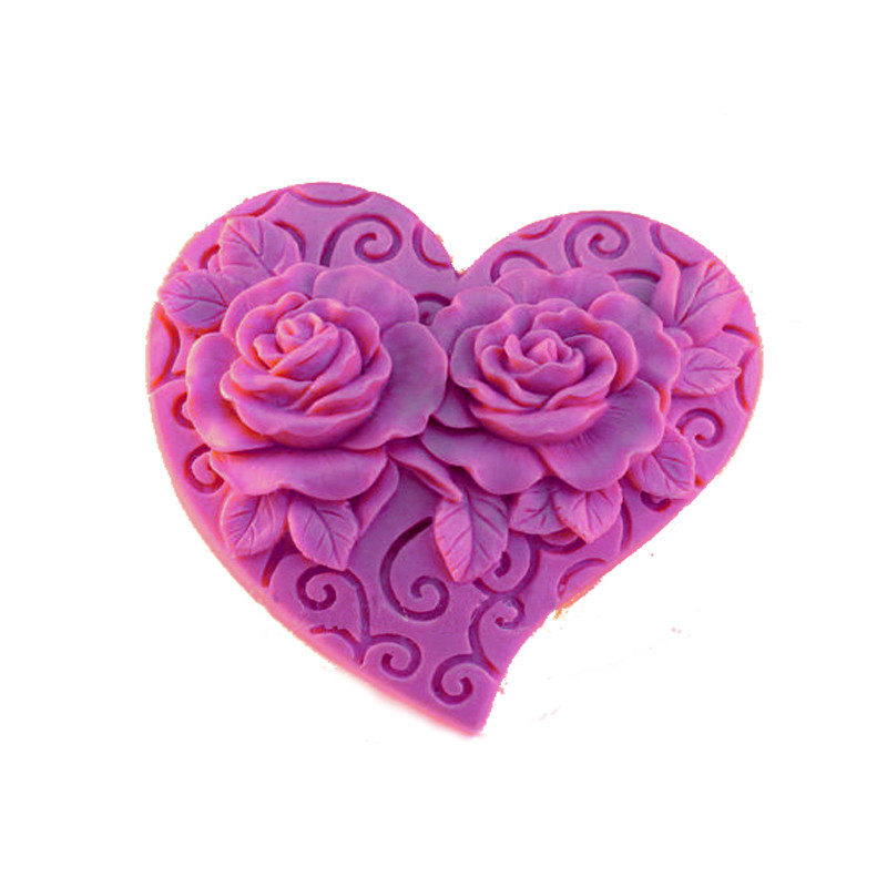 

Heart Shape Soap Mold Mold Silicones Candle Molds Fondant Mold Candy Clay Resin HC0011 Roses Flower Chocolate Mould Silicone