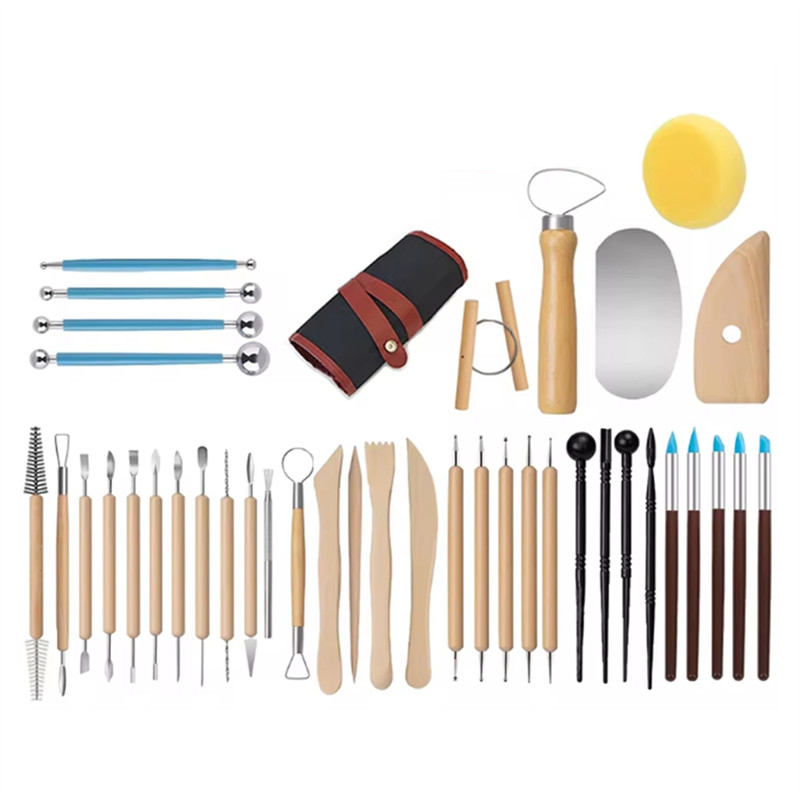 

Pottery Clay Sculpting DIY Tools 40Pcs, Double Sided Air Dry Clay Carving Tool Set, Pottery Modeling Smoothing-B91B