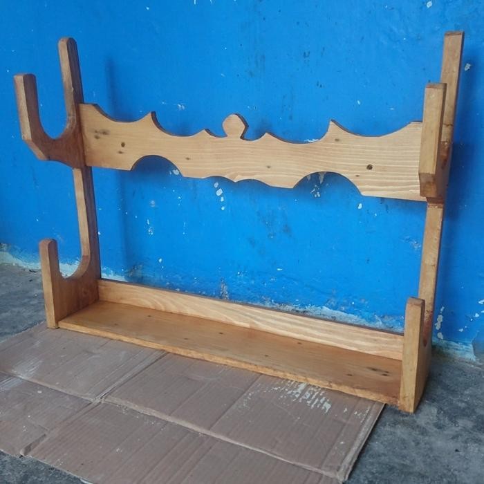 rak senapan rak pancing tempel dinding 2 tingkat kecil - HKJ