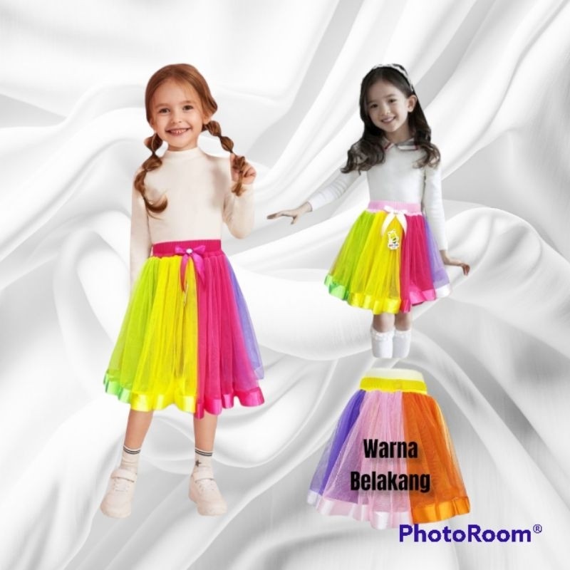 & Rok Tutu pendek anak Perempuan Reinbow Irok tutu I rok tile I rok pelangi 1-12th &