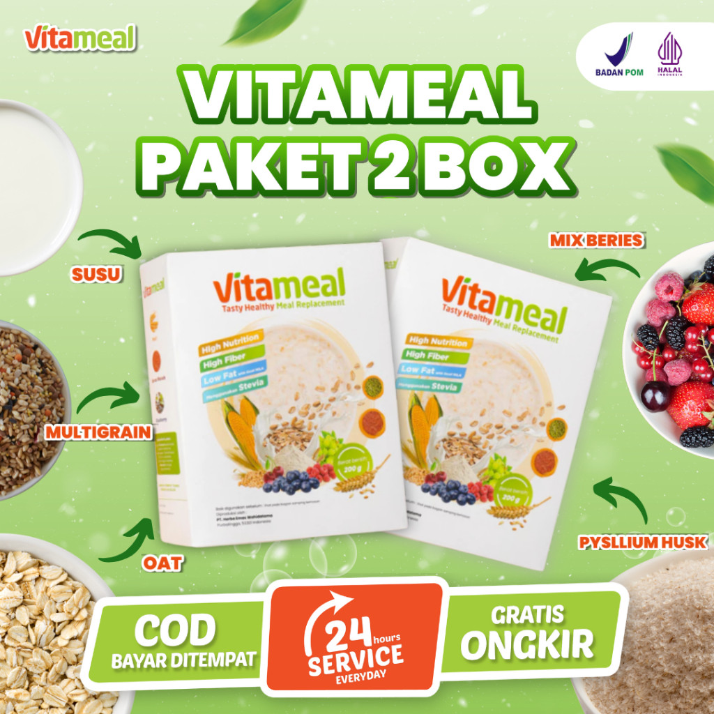 

[DIJAMIN] PAKET 2 BOX VITAMEAL Sereal Anti Kebas Kesemutan Sehat Bernutrisi Tinggi Bantu Lancarkan Saraf Peredaran Darah Cocok untuk Sarapan Sehat Penderita Neuropati Ampuh Kebas Kesemutan Diabetes Tanpa Efek Samping Cemilan Diet VITAMEL SUPERFOOD