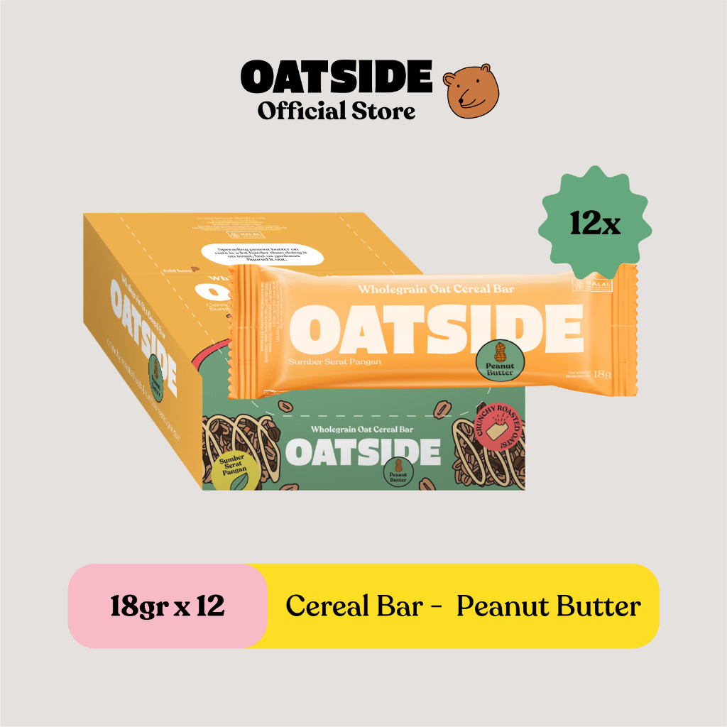 

OATSIDE Oat Cereal Bar Peanut Butter 18gr (12pcs)