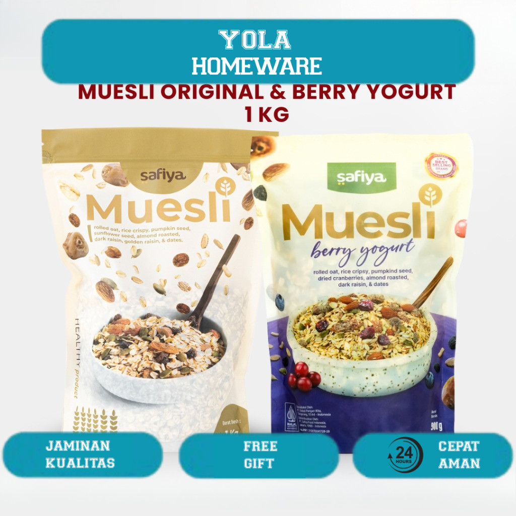 

Muesli Safiya 1 Kg - Muesli Berry Yogurt Oatmeal Sereal Sarapan Cemilan Diet Muesli Safiya