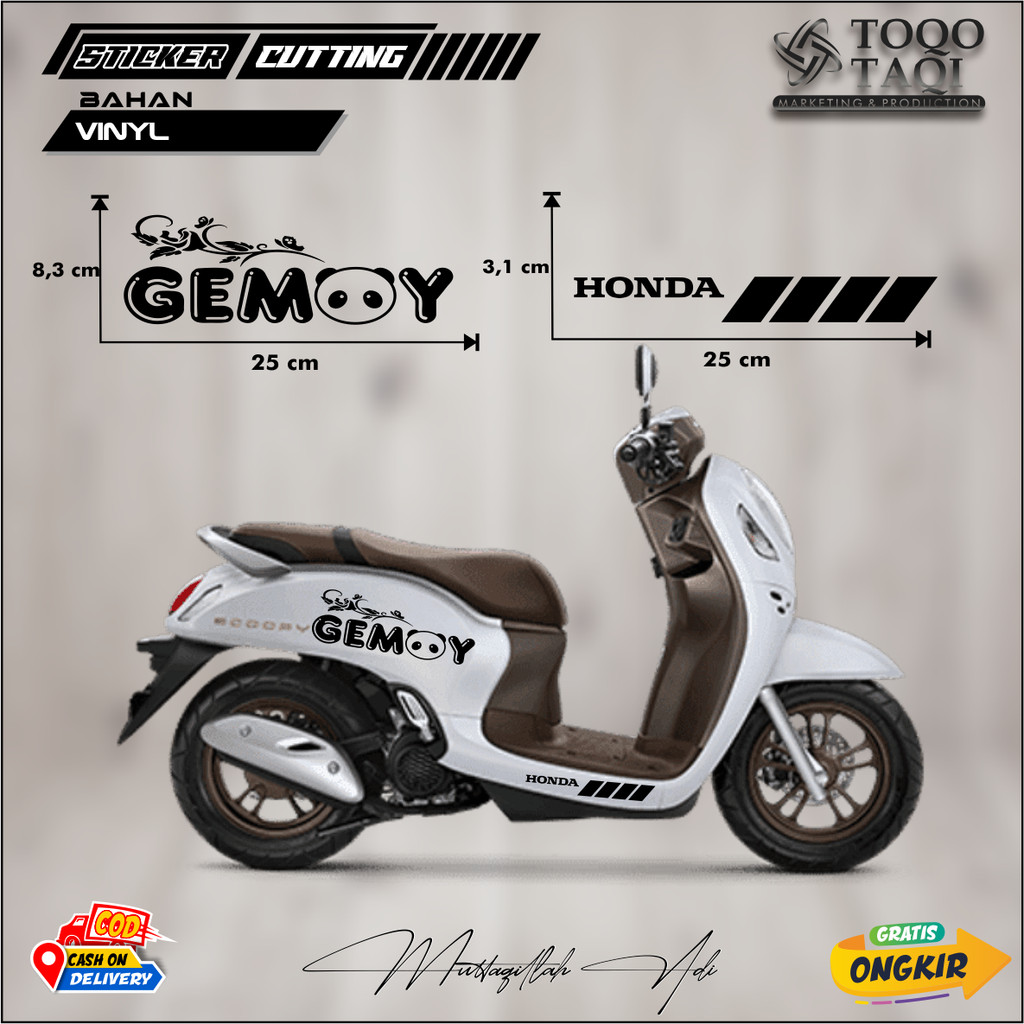 CUTTING STICKER TULISAN GEMOY STIKER BODY MOTOR MATIC METIK SCOOPY NMAX PCX BEAT VARIO