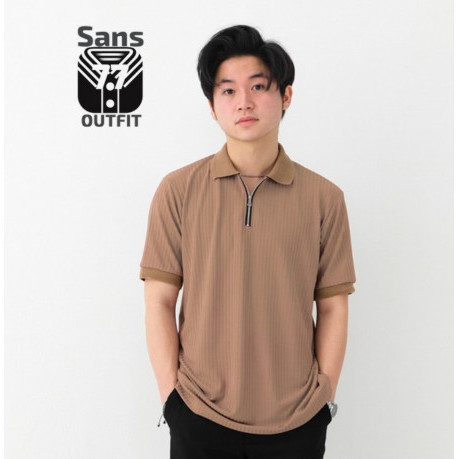 Baju Kaos Polo Shirt Pria Resleting Knit Distro - Khaki - M