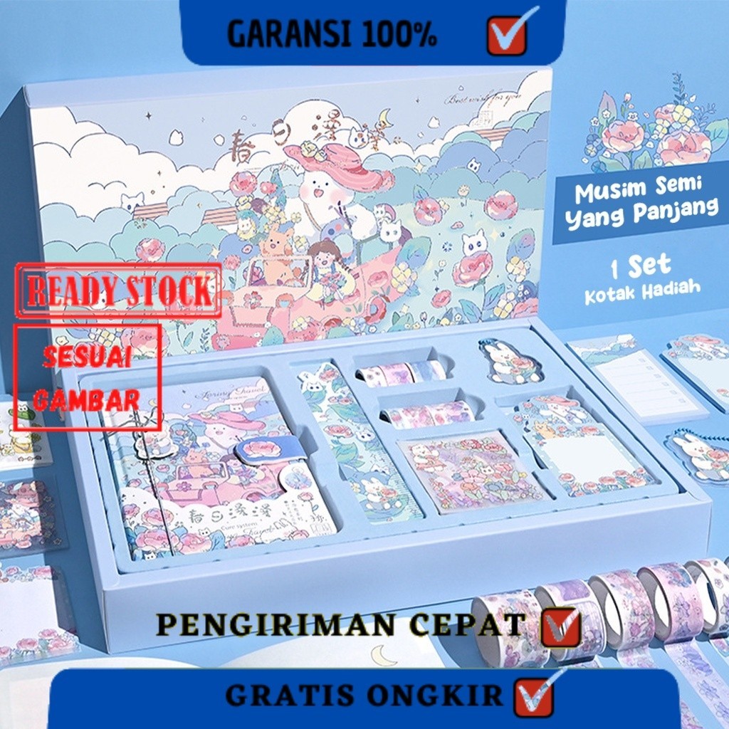 

8 in 1 Gift set/ Diary journal kit set birthday gift/ Paket set agenda/ Buku catatan set lucuTERLARIS