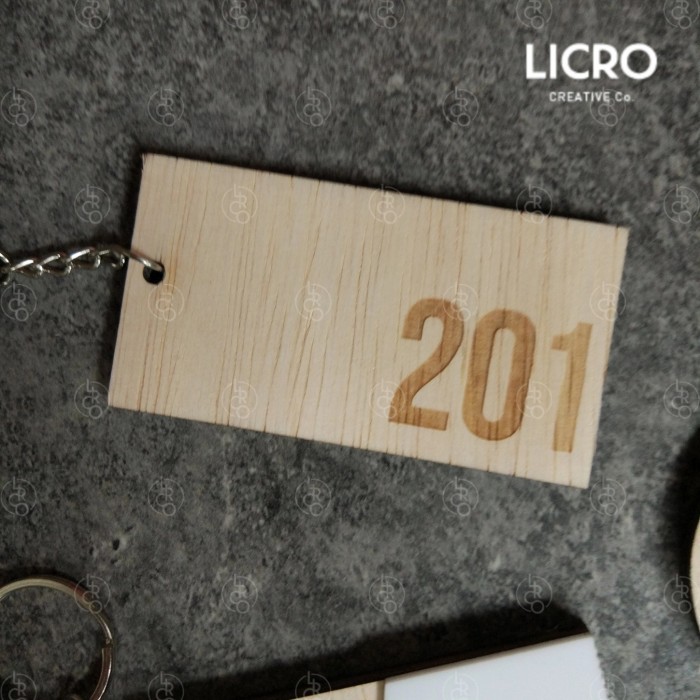 GANTUNGAN KUNCI NOMOR KAYU RUMAH KAMAR HOTEL VILLA KOS POLOS GRAFIR