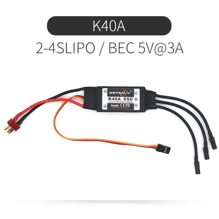 KeyiUAV Brushless ESC 40A K40A 3-4s BEC 5v 3A Untuk RC Plane Drone Car Boat