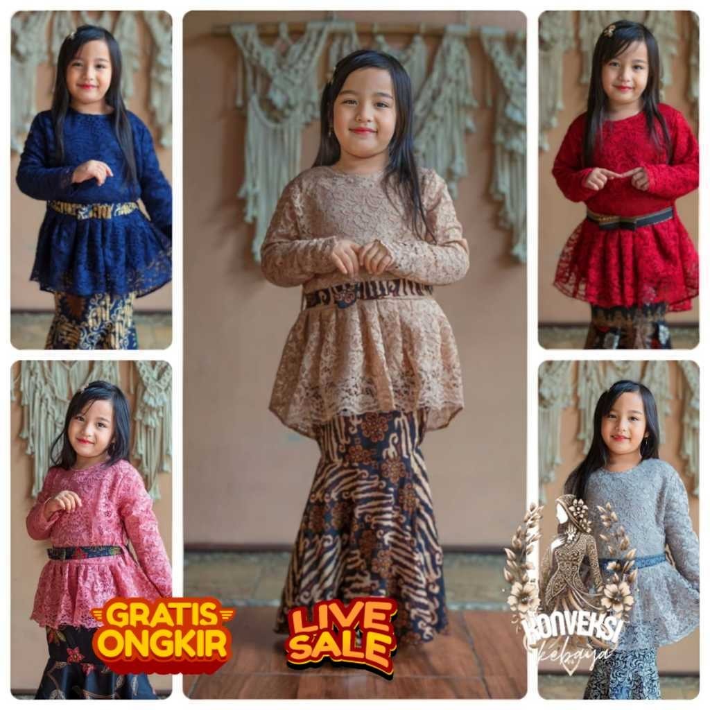 SETELAN KEBAYA ANAK PEREMPUAN / KEBAYA ANAK PEREMPUAN MODERN / KEBAYA ANAK UMUR 4 - 12 TAHUN / BAJU 