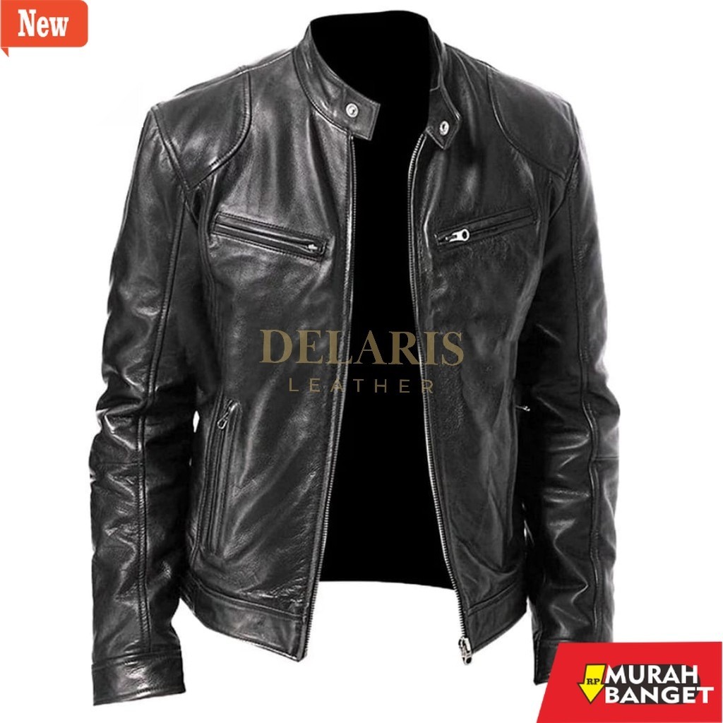 jaket kulit pria garut DLRS - Jaket Pria Bahan Kulit Sintetis Viena PU Synthetic Leather Original Pr