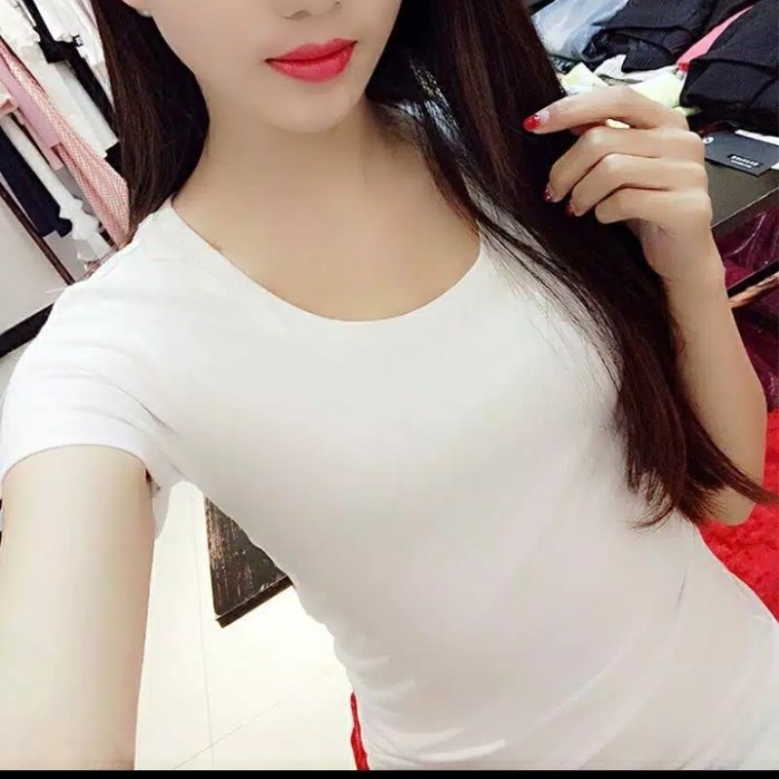 kaos polos wanita..model ketat ngepress body - merah marun