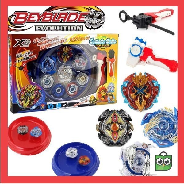 [Terbaru] Promo 4PCS Bayblade Beyblade Burst Set With Grip Launcher Arena