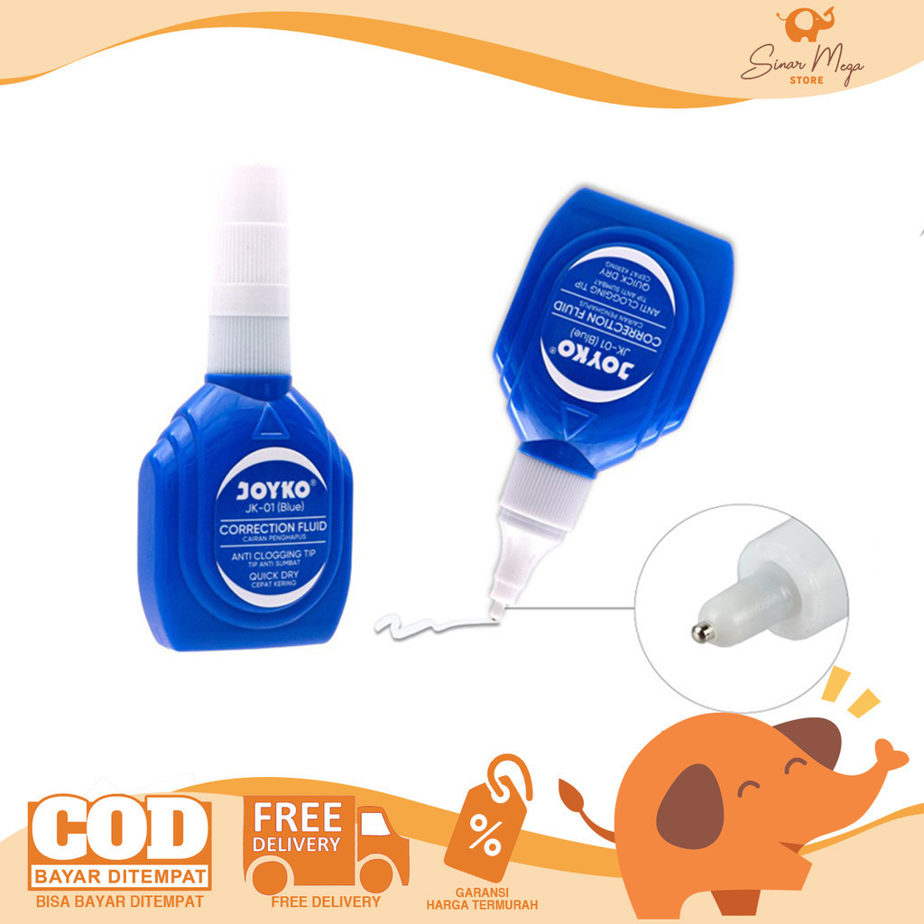 

Joyko Correction Fluid JK-01 BLUE Tip Ex Cairan Koreksi Cepat Kering