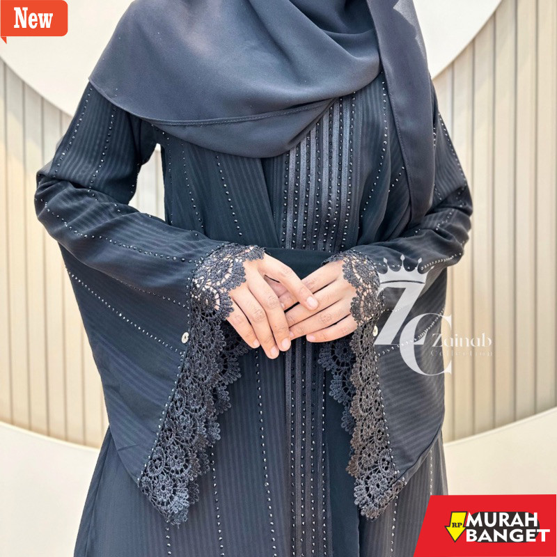 abaya shopee haul 2024 Abaya busui mata-mata gamis hitam wanita by.zainab collection Gamis Baju Leba